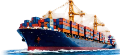 Container ship at sea: marine ERP solutions for fleet and port operations