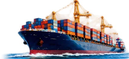 Container ship at sea: marine ERP solutions for fleet and port operations